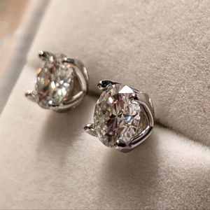 1 CT x 2 Moissanite Earrings, 4 Prong, 925 Sterling Silver